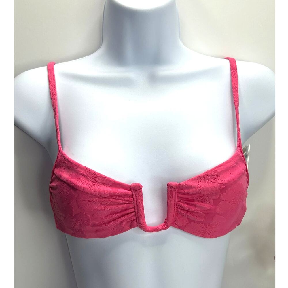 L*Space Payton Floral U Demi Bra Swim Top Cosmo Pink Women XS NWT